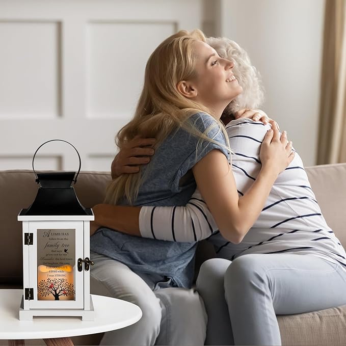 Memorial Lantern, Bereavement Sympathy Gifts for Loss of Loved One Mother Father, Bereavement Gifts Thoughtful Funeral Gifts in Memory of Loved One with LED Candle