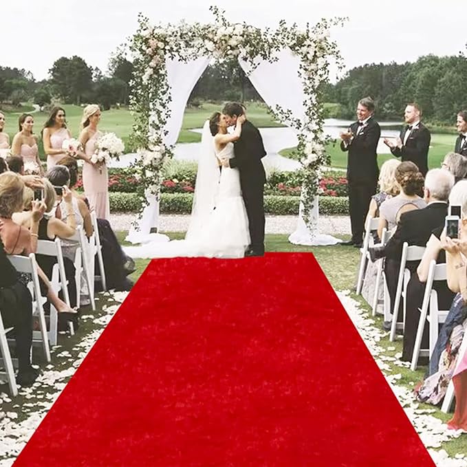 MODFUNS Red Carpet Runner for Party Wedding Aisle Runners 4x20FT Velvet Wedding Aisle Runner Rug with Carpet Taps Rustic Runway Rug for Birthday Party Banquet Reception Decoration