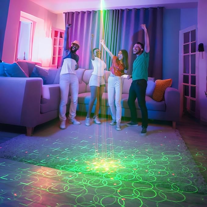Mini Laser Light Patterns Projector, Party Lights Dj Disco Lights, Sound Activated with Remote Control for Car Parties Decorations, Gift for Adult (3.2 * 3 * 2.3 inchs)