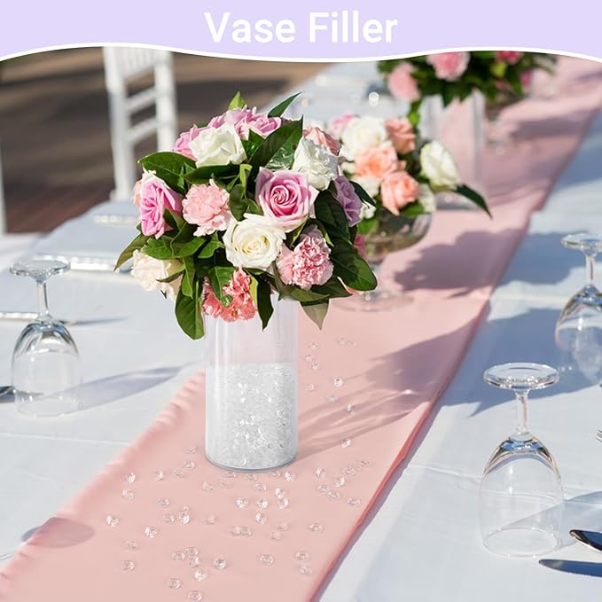 SUREAM 2000PCS Acrylic Ice Rocks - 10mm/0.39Inch, Clear Fake Diamonds for Wedding Party, Gems Treasure Crystal for Table Scatter, Crafts, Vase Filler, Photography Props, Home Decoration, No Holes
