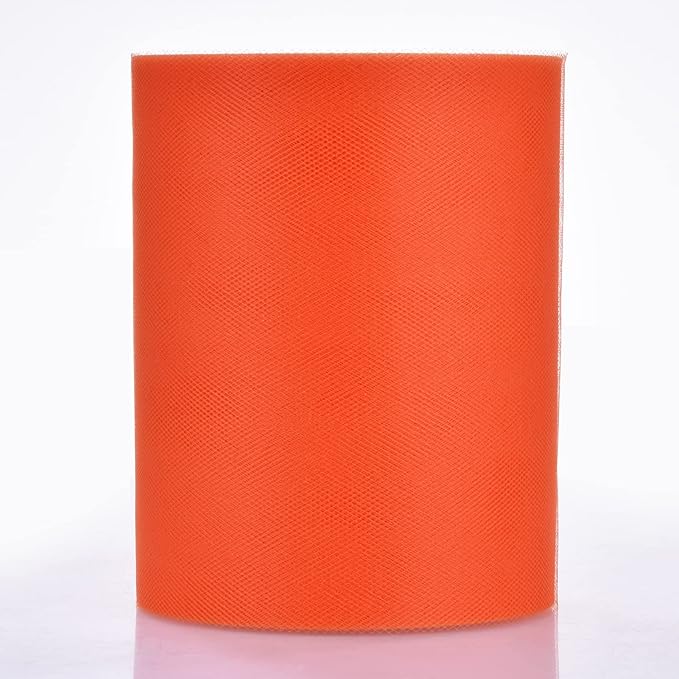 Tulle Rolls 6” by 100 Yards (300 feet) Tulle Roll Spool Fabric for DIY Tutu Skirts Wedding Baby Shower Crafts Decorations Party Supplies(New-Orange)