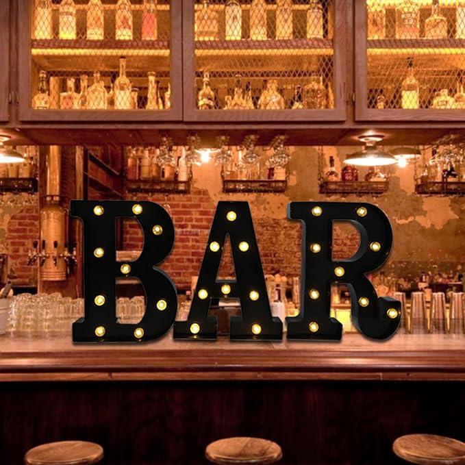 Led Marquee Letters, 8.58 Inch Black Light Up Letters, Small Led Letter Lights, Battery Powered Lighted Letterfor Table, Party, Birthday, Christmas Decor (Black, Letter P)