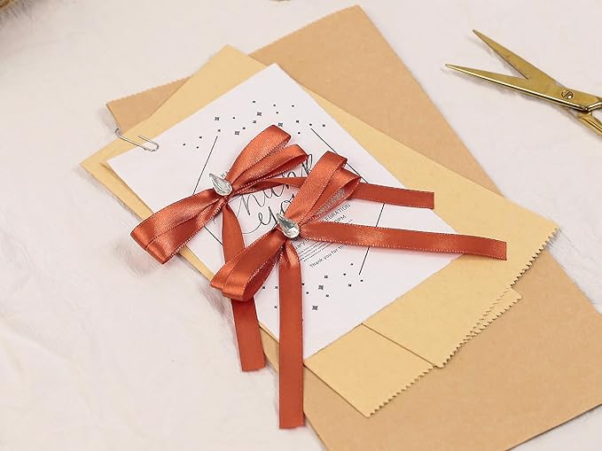 Copper Satin Ribbon 3/8 inch X Continuous 25 Yards, Single Face Polyester Ribbon Perfect for Gift Wrapping, Flower Bouquet, Wedding Decor, Crafts, Bow Making, Sewing and More