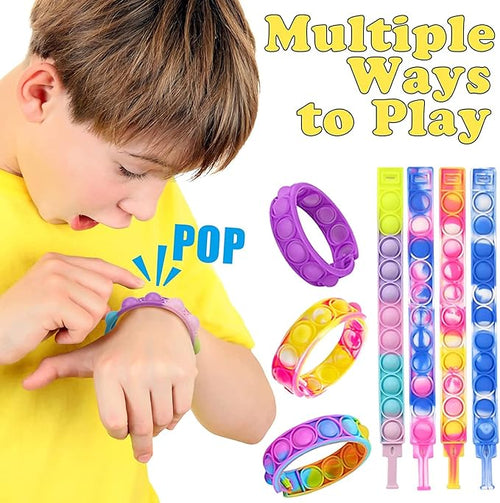 15Pcs Pop Bracelet, Party Favors for Kid, Pop Wrist Strap Fidget Toys Pack,Fidget Toys for Girils Boys, as Gifts for Easter Chrismas,Classroom Prizes for Students