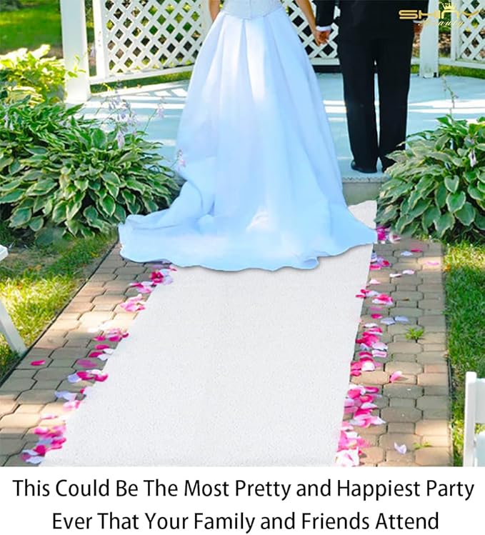 ShinyBeauty 4x20 FT Wedding Aisle Runner Rug - White Waterproof Non-Slip Ceremony Carpet for Outdoor, Beach, Party Events