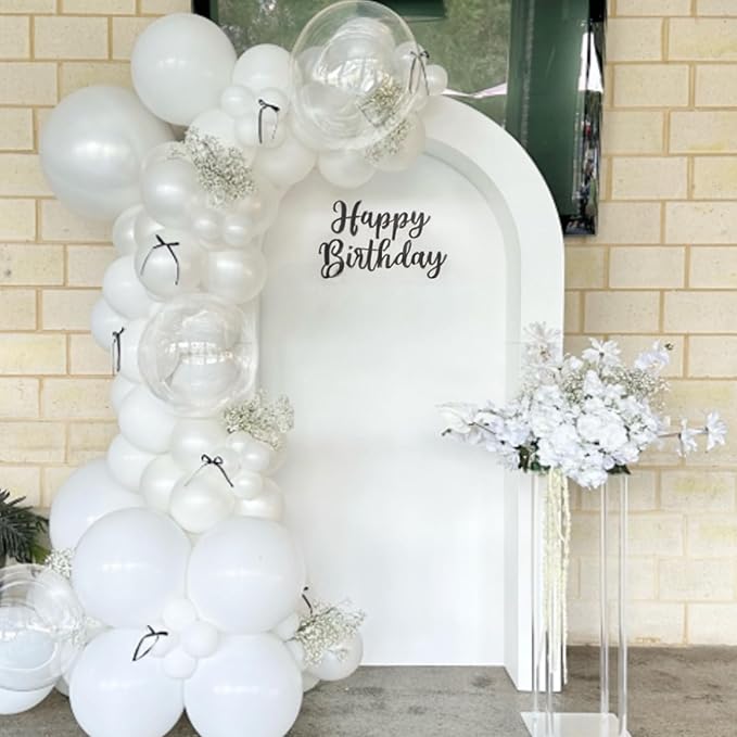 Pearl Balloons,51Pcs 12 Inch Pearl White Double-Stuffed Balloons, Sand White Clear Helium Balloon Set for Birthday Engagement Anniversary Baby Shower Bridal Party Decoration