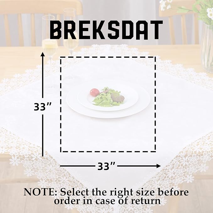White lace Premium Square Farmhouse Tablecloth Waterproof OilProof SpillProof AntiShrink Soft Wrinkle Resistant Decorative Fabric Table Cover Kitchen Dinning Party Wedding Banquet