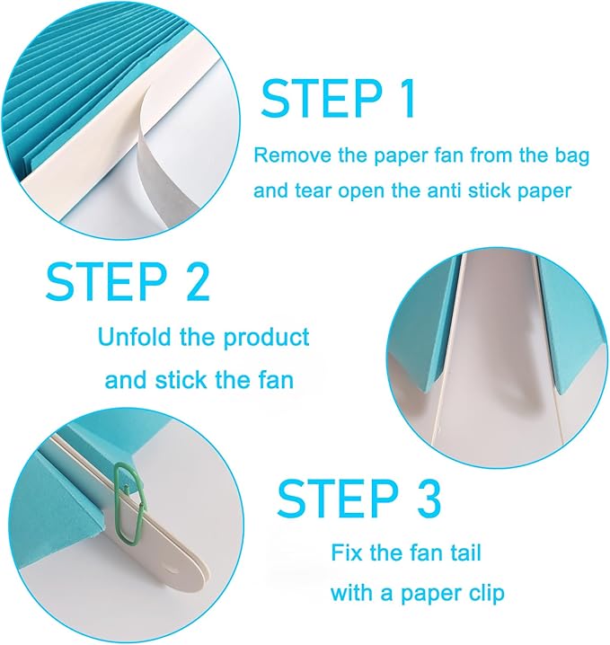 BARTHEW Blue Hanging Paper Fans,Blueaccessories Paper Decorations for Party,Blue Harmony Classroom Decorations,Party Decorations for Boys 16in Hanging Paper Fans 30 Color DIY Set (Sky Blue)