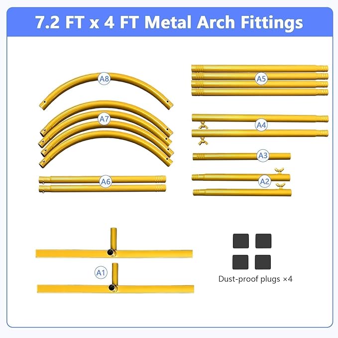 7.2 ft Arch Backdrop Stand, Metal Balloon Arch Stand, Stable Wedding Arched Frame with Square Base Ground Nails, Background Arches for Birthday Party Baby Shower Garland Decoration, Gold