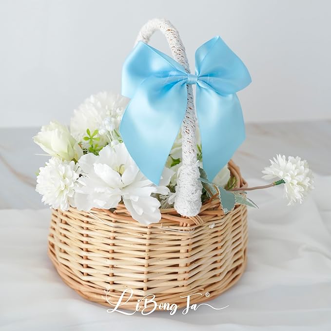 5'' Blue Bow Party Decorations Satin Bows, Twist Tie Bows for Treat Bags, Cake Pops, Pre-Tied Bow Premade Ribbon Bows for Crafts, Holiday Bows for Gift Wrapping, Wedding Decor-24 Counts