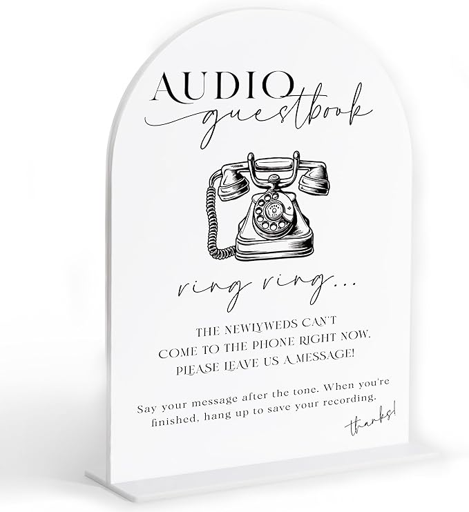 Audio Guest Book Sign, White Arch Acrylic Wedding Sign, Audio Guest Book Wedding Phone, Bridal Shower Decor, Engagement Party Decor, Centerpiece Table Decorations Party for Bride and Groom-25