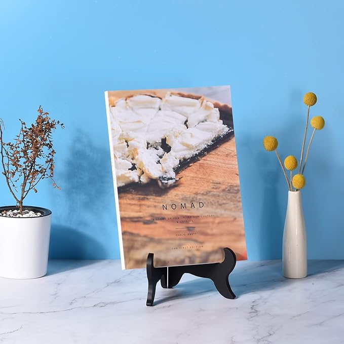 uxcell 7" Easel Plate Holder, Wooden Folding Display Stand Black for Decorative Picture Frame