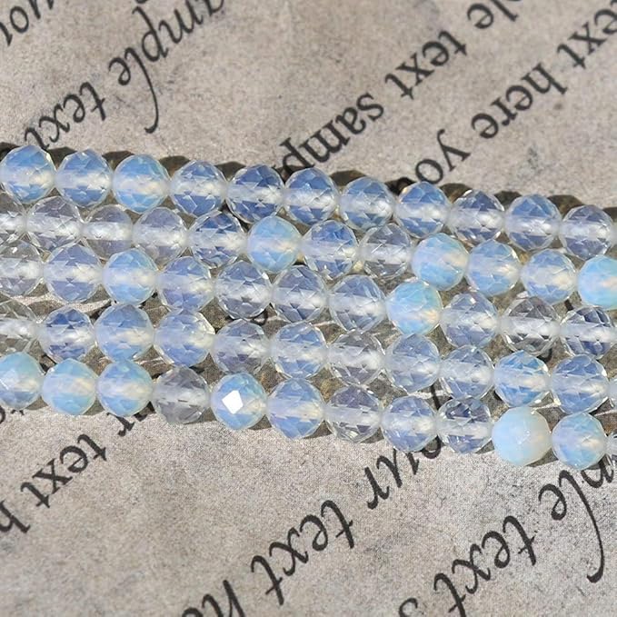 Song Xi 90pcs 4mm Natural Opal Gemstone Beads Faceted Round Loose Stone Beads for Jewelry Making