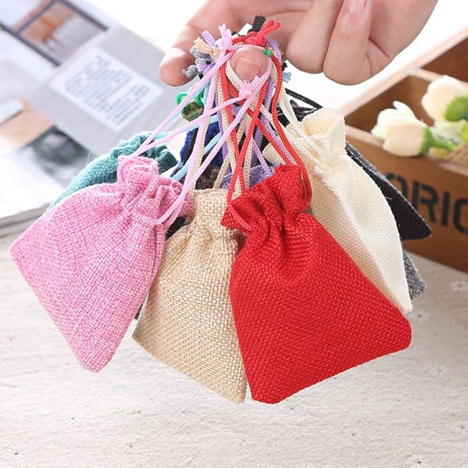 20Pcs Burlap Bags with Drawstring, Assorted Colored Small Jute Sacks Christmas Wedding Party Favor Gift Bags, Jewelry Candy Pouches 3.9 x 5.5 inch