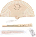 100 PCS Custom Fans Personalized Folding Fans for Line Dancing Wooden Hand Fan Wedding Favors Bulk Fans for Guests Party Event Use (Style06)