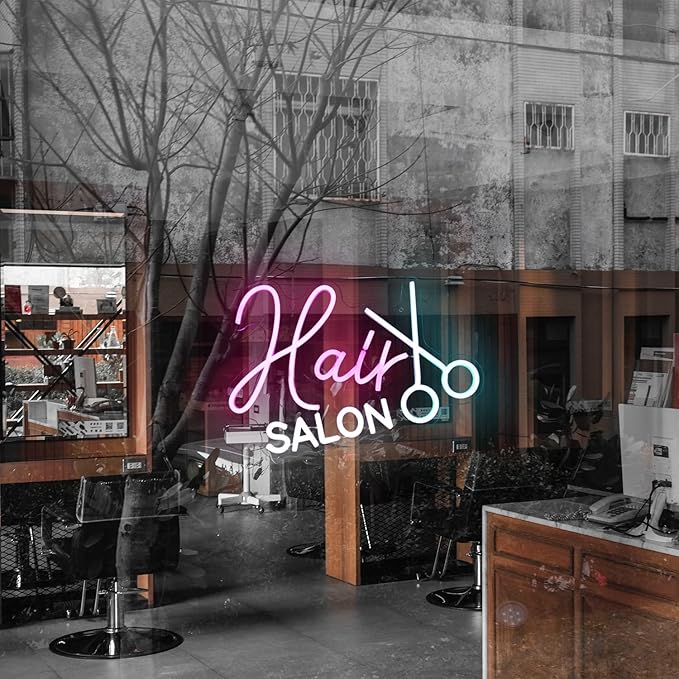 Hair Salon Neon Sign Barber Neon Light Salon LED Signs for Wall Haircut Neon Lights Signs for Barber Shop Beauty Room Decor Business Sign 16.5 × 12 in
