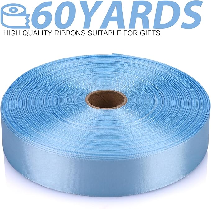 Sky Blue Solid Polyester Ribbon - 7/8 Inch x 60 Yards - Classic Style for Multiple Occasions