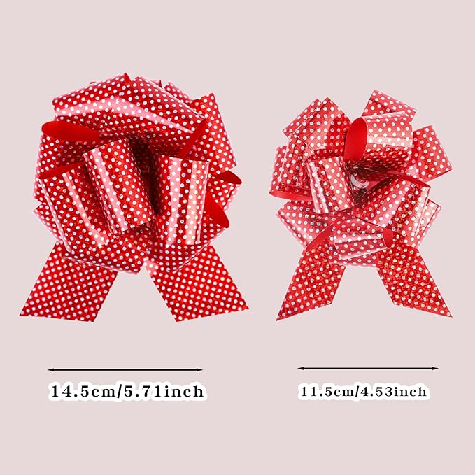 12Pcs Wave Point Wrap Pull Bows Gift Bows with Ribbon Bows for Gift Wrapping Gift Basket Gift Bag Box Wrapping Decor Birthday Anniversary Supplies