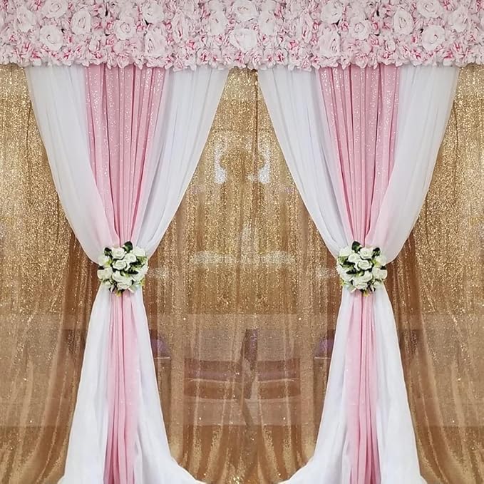Pink Sequin Backdrop Curtains 1 Panel 10FTx10FT Glitter Pink Photo Backdrop Drapes Party Wedding Baby Shower Curtain Sparkle Photography Background