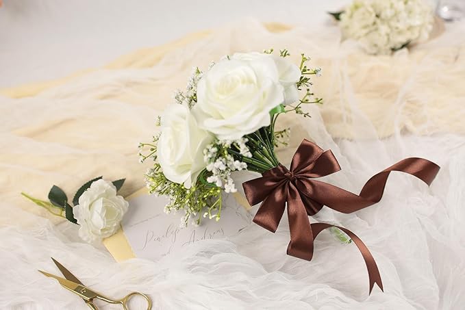 Dark Brown Satin Ribbon 1 inch X Continuous 100 Yards, Single Face Polyester Ribbon Perfect for Gift Wrapping, Flower Bouquet, Wedding Decor, Crafts, Bow Making, Sewing and More