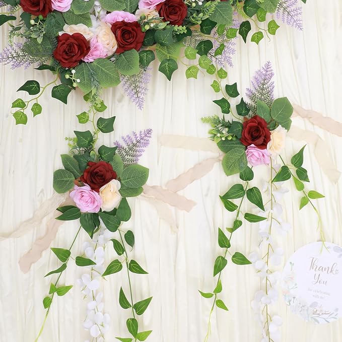Wedding Aisle Decorations Set of 10 Chair Back Flowers Floral Pew Wedding Decorations for Ceremony with Chiffon Ribbons Fall Decor