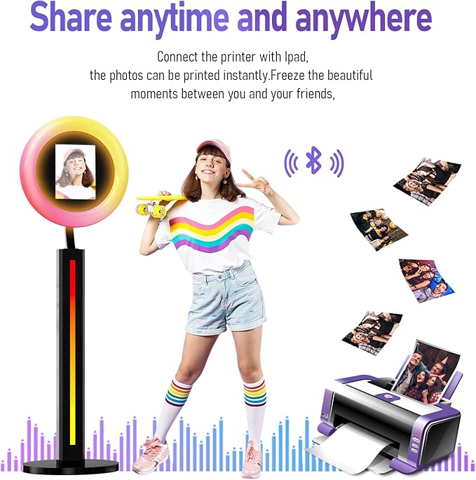 HARZHI Portable Photo Booth Compatible with Ipad 12.9in 10.9in 10.2in,for Ipad Photo Booth Shell Stand Stand Provide Chacktok PhotoBooth Software for Party and Wedding, Flight Case