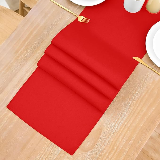 2 Pack Red Small Short Table Runner 12 x 36 Inch Solid Color Runners Coffee Table Dresser for Daily Party Home Decoration
