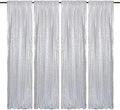 Silver Sequin Backdrop Curtains 4 Panels 2FTx8FT Wedding Photo Backdrop Glitter Birthday Bridal Party Curtains Sparkle Background Drapes Parties Decor Curtains