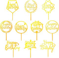100 Pcs Gold Happy Birthday Cake Toppers Gold Acrylic Cake Topper Glitter Birthday Cake Decorations Double Sided Cake Topper for Children Supplies Accessories Decorations Figurines Ornaments