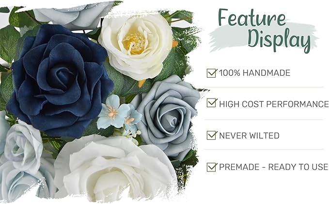 Arch Flower Kit of 2 - Artificial Floral Swag for Wedding Welcome Sign, Reception Ceremony Signs, Chair Decor (Dusty Blue & Ivory)