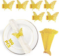 100 Pcs 3D Gold Butterfly Iridescent Napkin Rings Silverware Wraps Bands,Table Setup Sequined Wedding Valentines Day Event Party Supply Settings, Glossy Serviette Buckles Decoration(Gold)