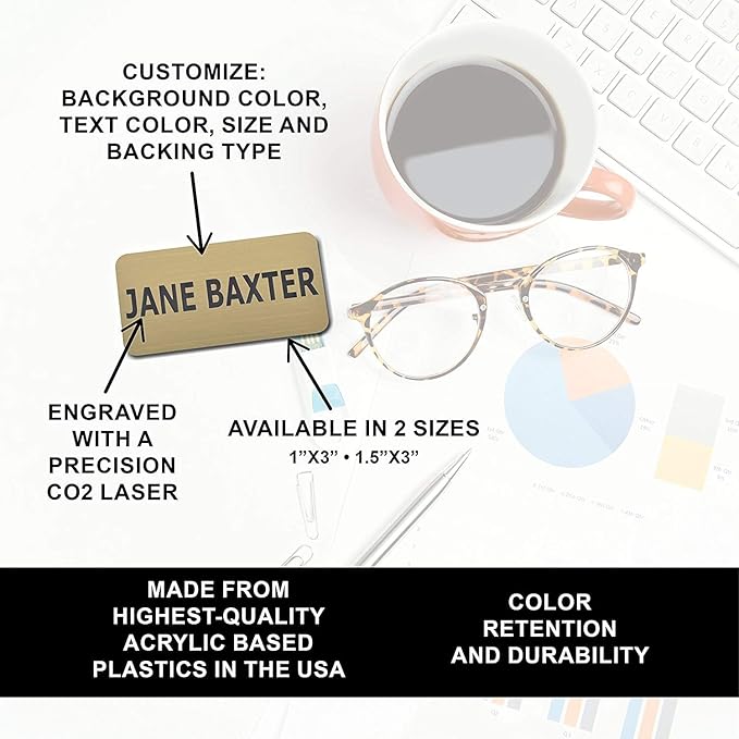 Custom Engraved Name Tag Badges – Personalized Identification with Pin or Magnetic Backing, 1 Inch x 3 Inches, Claret/White