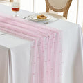 Fanami 6 Pack Pearl Table Runner -10FT Blush Pink Boho Tulle Table Runners 120 Inches Long Rustic Sheer Lace Fabric Centerpieces for Wedding Arch Birthday Party Bridal Veil Baby Shower Decorations