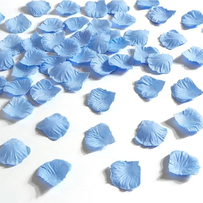 1000 Pcs Light Blue Rose Petals Artificial Silk Flower Petals Romantic Decorations for Wedding Engagement Birthday Event Anniversary Party Backdrop Supplies
