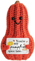Little Reminders Emotional Support Crochet Pumpkin,Positive Crochet Pumpkin with Positive Affirmations Cards,Daughter's Gifts for Mother,Birthday and Catholic Christian Decor,Desk Decoration