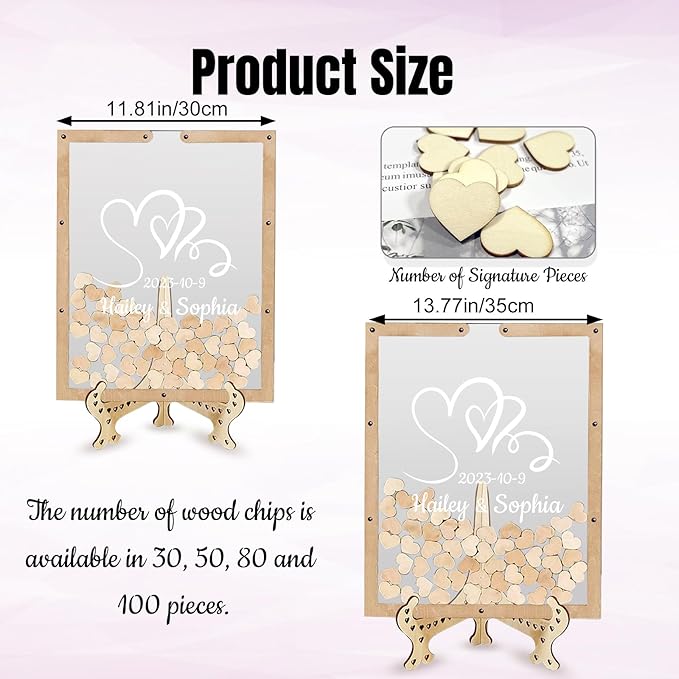Personalized Wedding Guest Book Alternative Custom Name & Date Guestbook Sign Customized Guest Book Drop Box Decor for Wedding Anniversary Party Birthday(Style 4)