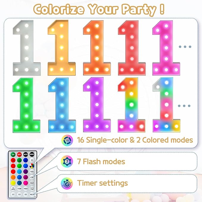Marquee Numbers Colorful 10th-Birthday Decoration: 4FT Large Light Up 10 Year Old Birthday Decorations Anniversary Backdrop for Boys Girls Cardboard White Sign 18 Colors Number 10 Mosaic Balloon Frame