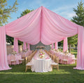 PartyVillage 10ftx40ft Baby Pink Ceiling Curtain for Wedding Parties – 2 Panels Wrinkle-Free 40 FT Long Tent Draping Curtains for Wedding, Birthday & Theme Parties, 40ft Height with Rod Pocket