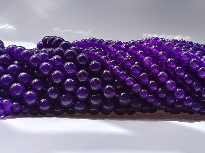 Stone Beads 6mm 140pcs Dark Purple Chalcedony Beads Round Loose Gemstones Beads for Bracelet Necklace Jewelry Making (6mm, 60633 Dark Purple Chalcedony)