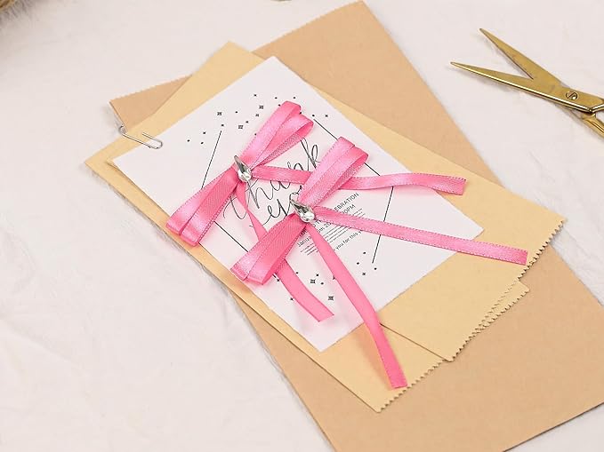 Hot Pink Satin Ribbon 1/4 inch X Continuous 25 Yards, Single Face Polyester Ribbon Perfect for Gift Wrapping, Flower Bouquet, Wedding Decor, Crafts, Bow Making, Sewing and More