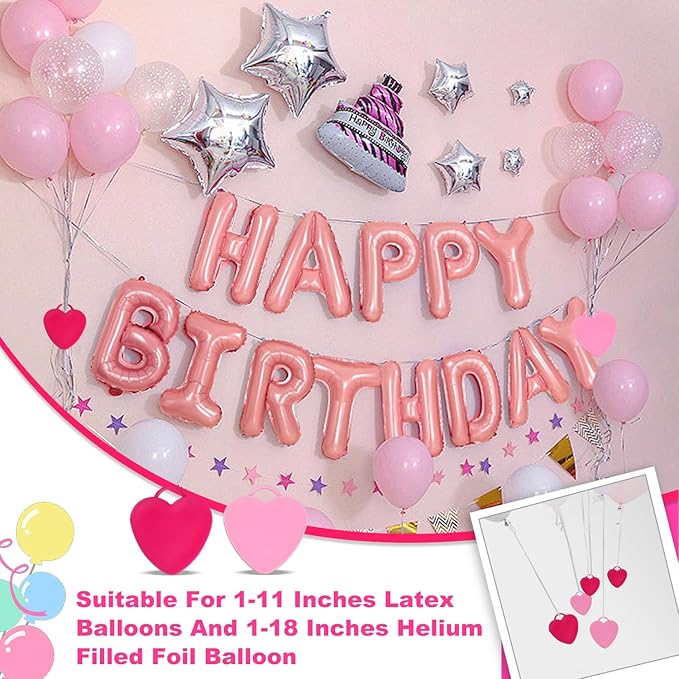 40PCS Balloon Weights Plastic Heart Shaped Balloon Pendants Wedding Birthday Party Balloons Accessories For Helium Balloon Decoration(RoseRed & Pink)