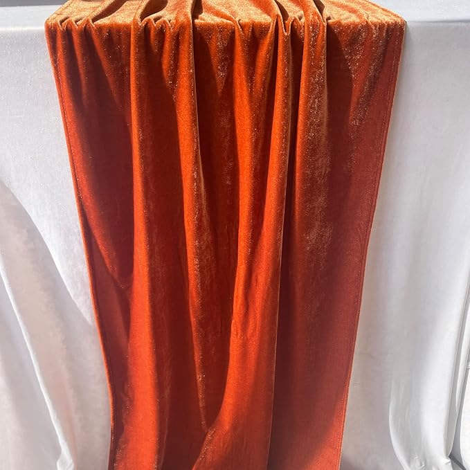 Luxurious Velvet Table Runner, 10ft Wedding Reception Decorations, 20x120inch Soft Velvet Fabric, Table Linen Overlay, Wedding Table Runners (Terracotta, 20X120inch)
