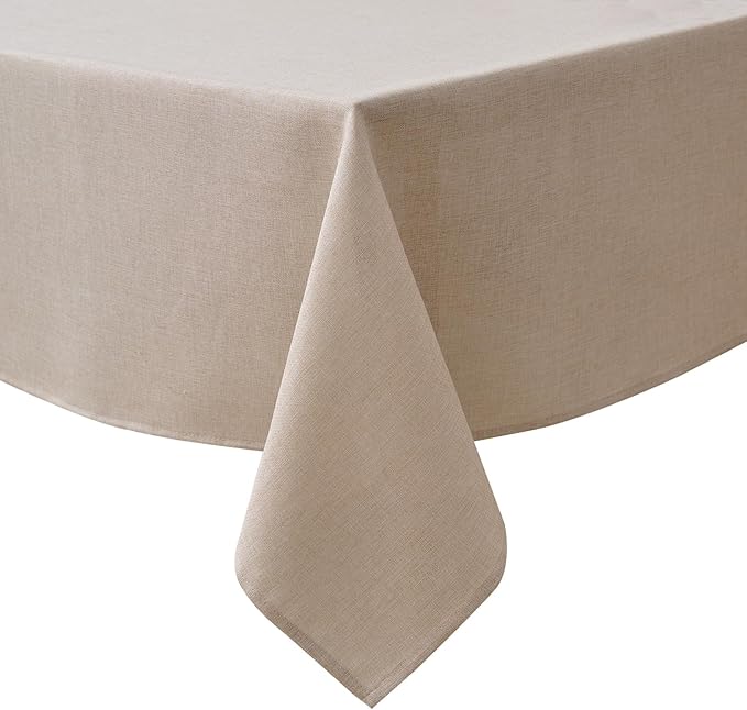NLMUVW Square Linen Tablecloth 54x54 Inch, Rustic Textured Table Cloth Water Resistant Farmhouse Table Cover for Kitchen Dining Party Coffee, Oatmeal