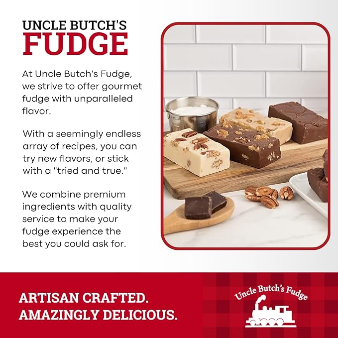 Uncle Butch’s Fudge Gift Box – 4-Piece Custom Flavors Sampler Made with Real Butter – Handcrafted Fudge Candy – Choose from 70+ Creamy Options Like Chocolate, Pumpkin, Peppermint & More (32 oz) 1 Pack