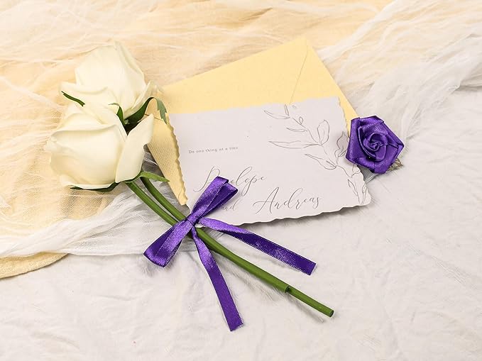 Purple Satin Ribbon 3/8 inch X Continuous 50 Yards, Single Face Polyester Ribbon Perfect for Gift Wrapping, Flower Bouquet, Wedding Decor, Crafts, Bow Making, Sewing and More
