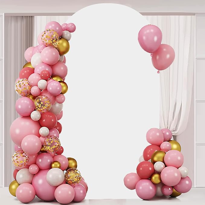 6.6FT Wedding Arch Cover Spandex Fitted Wedding Arch Stand Covers Round Top Chiara Arch Backdrop Cover for Birthday Party Ceremony Banquet Decoration White（Only Cover）