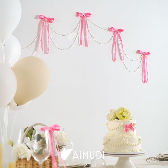 AIMUDI Hot Pink Bows 5 × 10" Satin Bows for Gift Wrapping Twist Tie Bows Premade Ribbon Bows for Bouquets Invitations Baskets Crafts Wreaths Wedding Birthday Baby Shower Party Decorations, 36 PCs