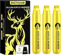 3 Pcs Yellow Jumbo Permanent Markers: 15mm Wide Tip Thick Acrylic Paint Pen Large Calligraphy Marker for Rock Painting, Poster, Sign, Canvas, Glass, Wood, Ceramic