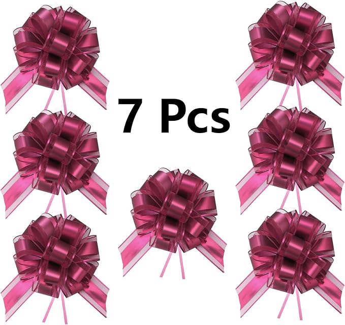 7 Pieces Large Pull Bows, 6 inche, Big Bow for Gift Wrapping, Christmas Party Birthday Gift, Wedding Baskets,Valentine's Day Gift Decorations, Flower Decoration (Wine red)
