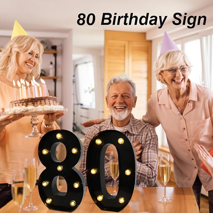 LED Marquee Numbers, 8.58 Inch Led Light Up Numbers for Party, Small Light Up Letters, Battery Powered Lighted Number for Table, Birthday, Night Light, Christmas or Home Decor (Black, Number 8)